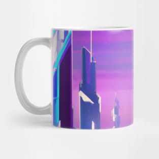 Minimalistic Cyberpunk City Landscape With a Purple and Pink Skyline Mug